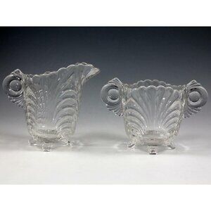 Vintage Cambridge Glassware Caprice Footed Creamer & Open Sugar Clear AS IS